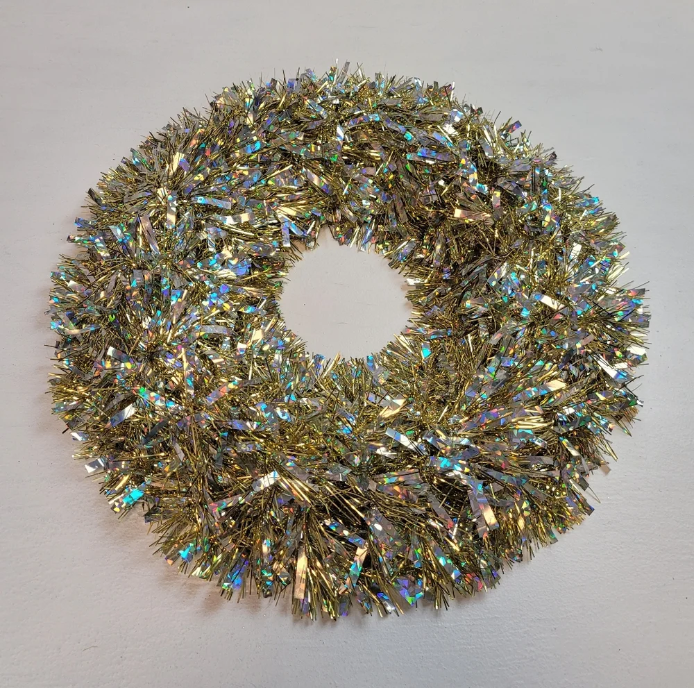 Festive Gold Tinsel Wreath